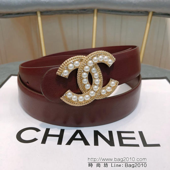 CHANEL香奈兒 18新款 CC珍珠水鑽扣 精品光滑優雅皮帶 上身效果巨好 奢華經典 小紅書火爆款   xfp1041